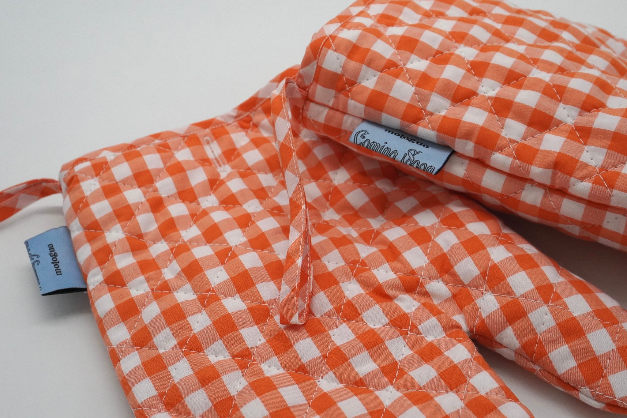 Load image into Gallery viewer, Coming Soon Mittens (Orange Gingham)