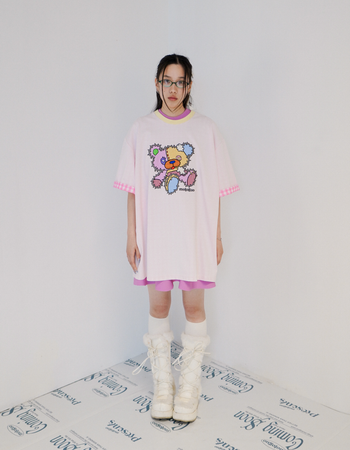Teddy Bear Patches T-Shirt (Pink)