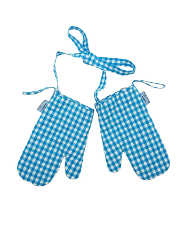 Coming Soon Mittens (Blue Gingham)