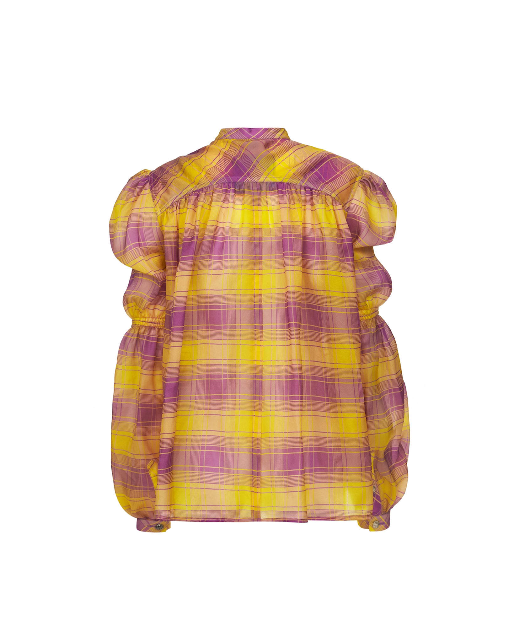Load image into Gallery viewer, Silk Curtain Blouse (Yellow Purple)

