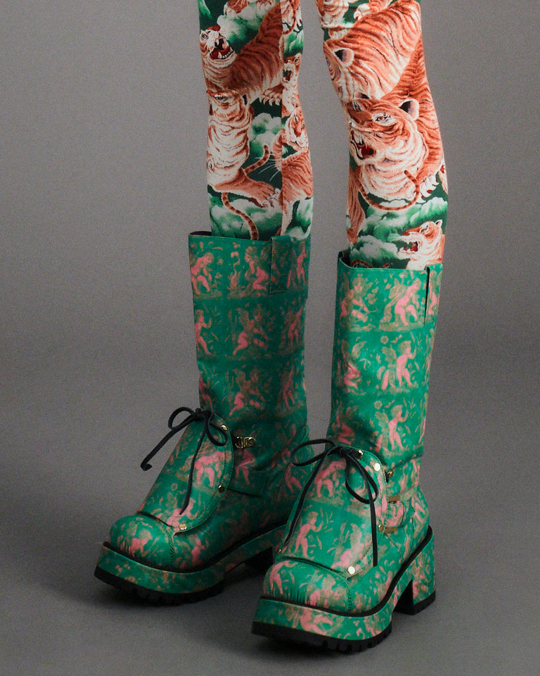 Load image into Gallery viewer, Cupid Boots (Pink Green) - motoguo x Grape
