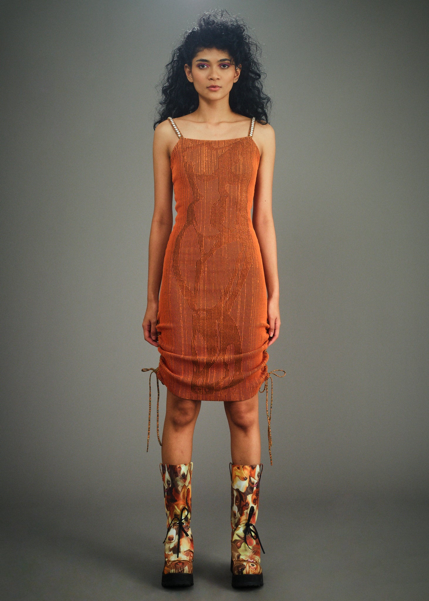 Load image into Gallery viewer, Eve&#39;s Luxury Sling Dress (Burnt Orange)
