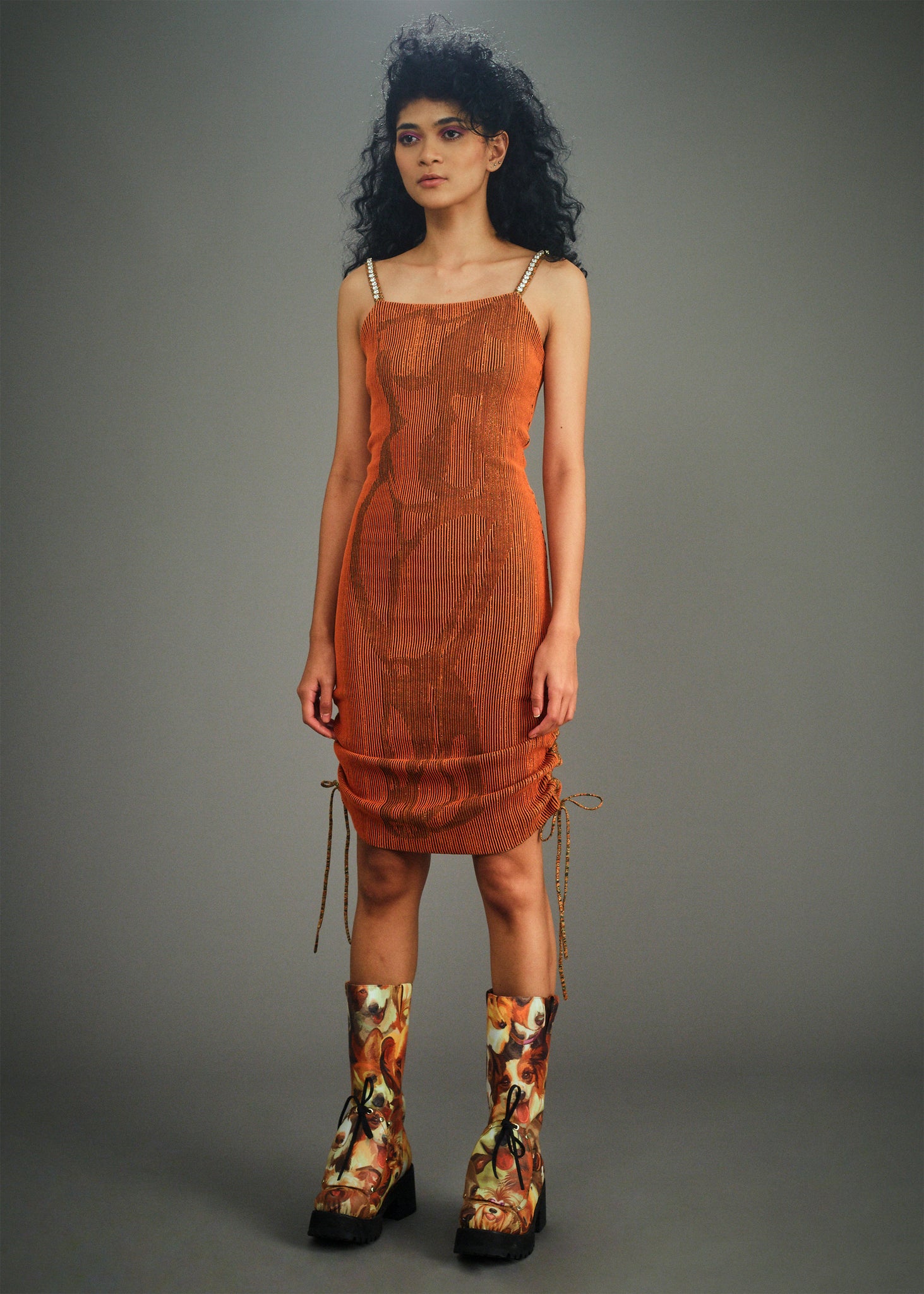 Load image into Gallery viewer, Eve&#39;s Luxury Sling Dress (Burnt Orange)
