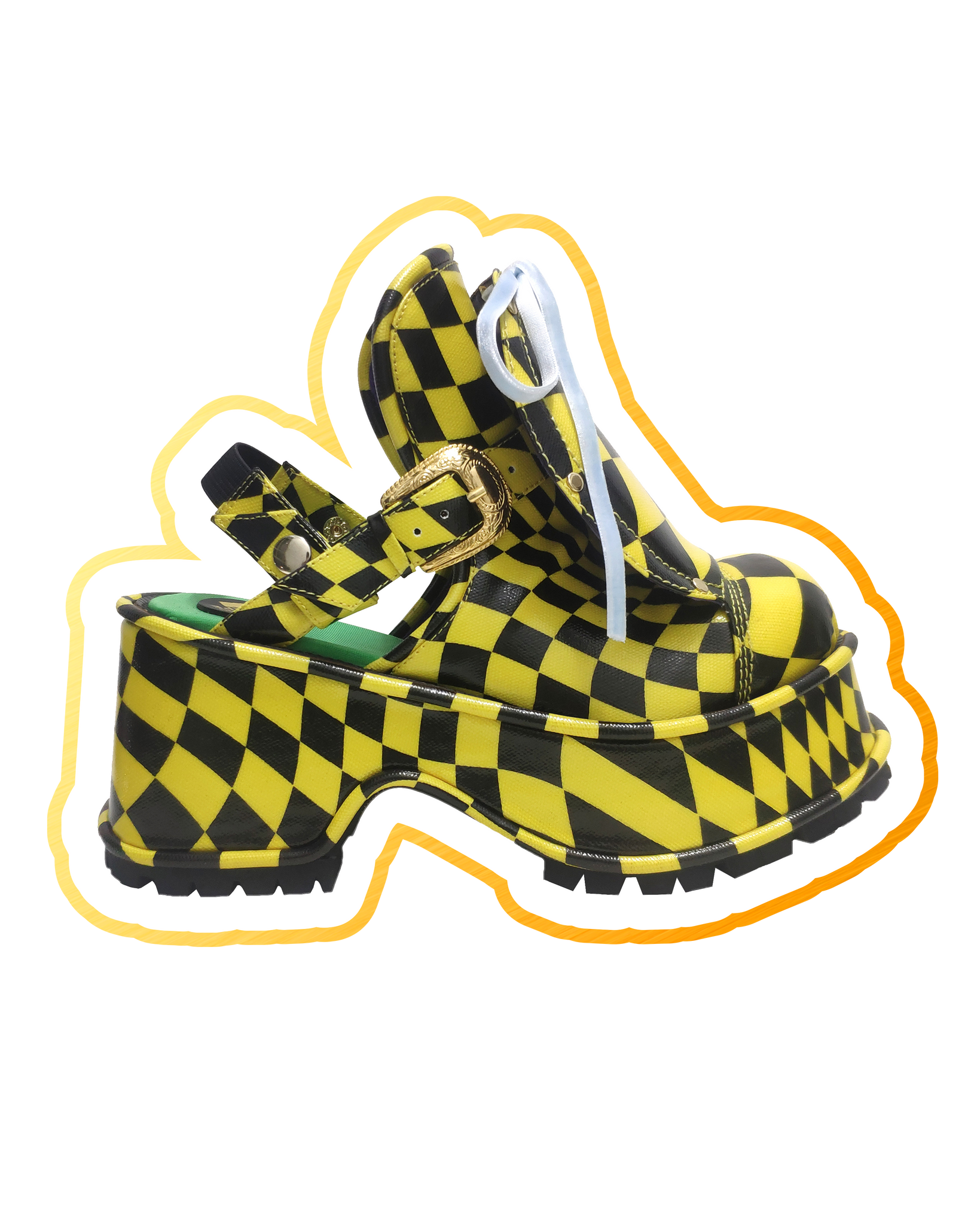 Load image into Gallery viewer, Distorted Chequerboard Sandal (Yellow) - motoguo x Grape
