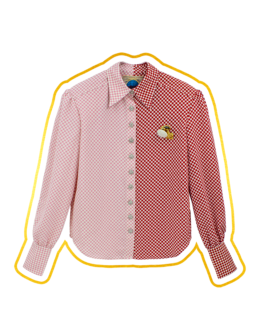 Load image into Gallery viewer, Chirimen Power Shirt Red Pink
