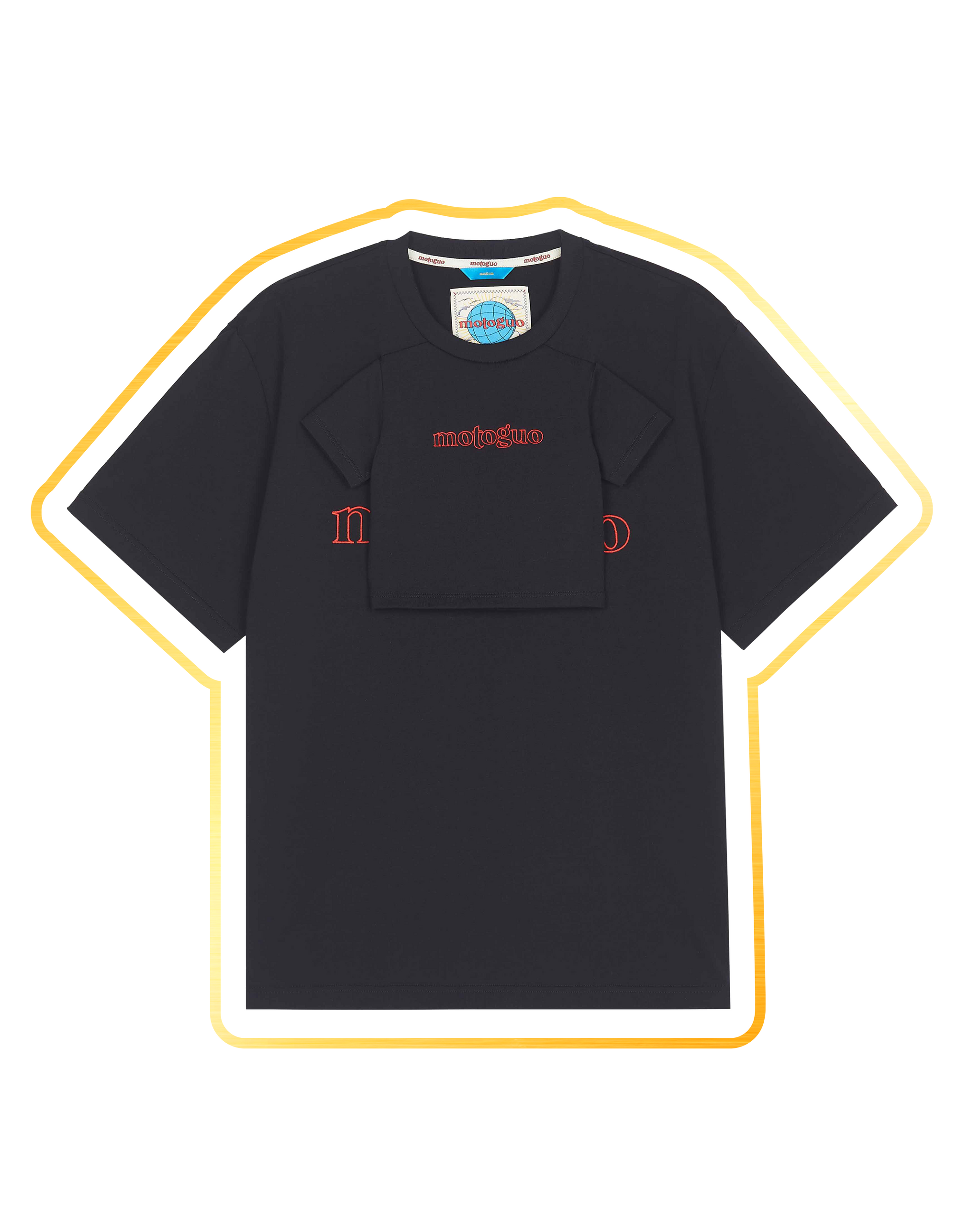 モト ゴー Moto Guo ニットTシャツ クリーム サイズ：XS 幾何柄ジャカードニットプルオーバー(ニット・セーター