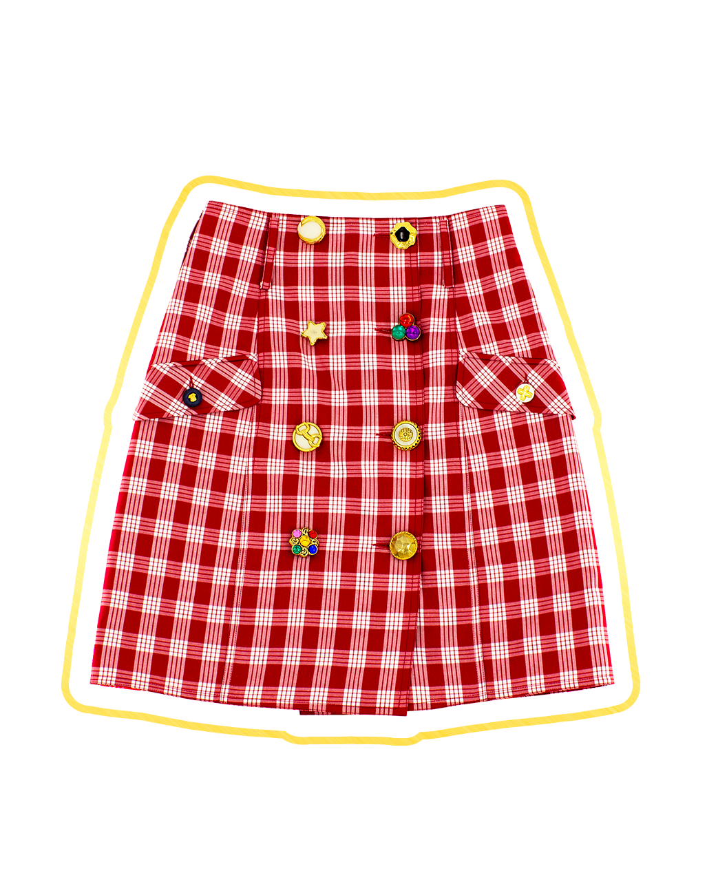 Load image into Gallery viewer, Palaccheck Gold Care Skirt (Red)
