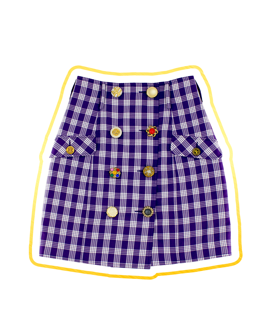 Load image into Gallery viewer, Palaccheck Gold Care Skirt (Purple)
