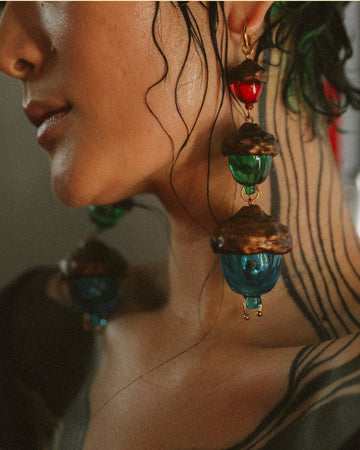 Tri-Color Acorn Earrings - motoguo x Yvmin (SAMPLE)